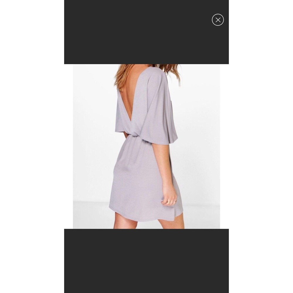 NWT Boohoo Gray open back dress Sz 6